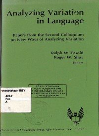 Image of Analyzing Variation in Language: Papers from the Second Colloquium on New Ways of Analyzing Variation