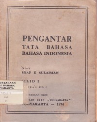 PENGANTAR TATA BAHASA BAHASA INDONESIA