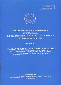 Permen Dikbud Ristek No. 16 Tahun 2022, tentang standarpProses pada pendidikan anak usia dini